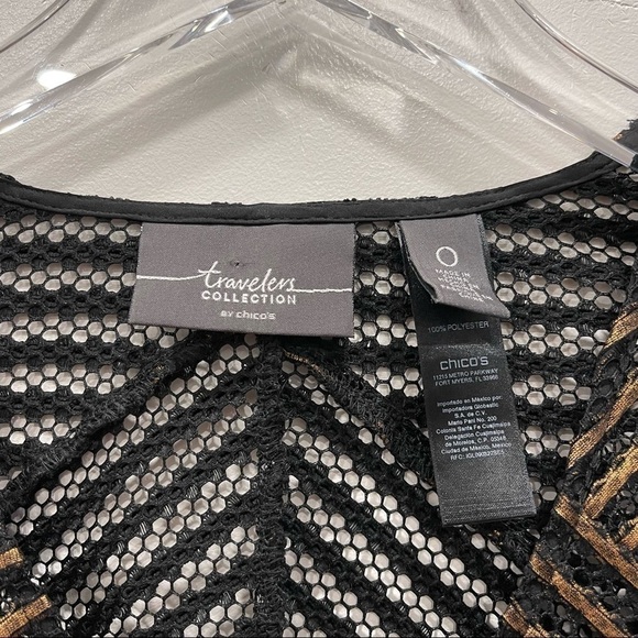 Travelers Collection by Chico’s Stripe Bronze Black Sheer Jacket Full Zip Size 0 - Picture 4 of 11